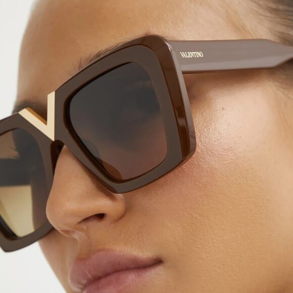 New! Valentino V GOLD || VLS 161B, Elegant Brown Sunglasses, Authentic main image 6